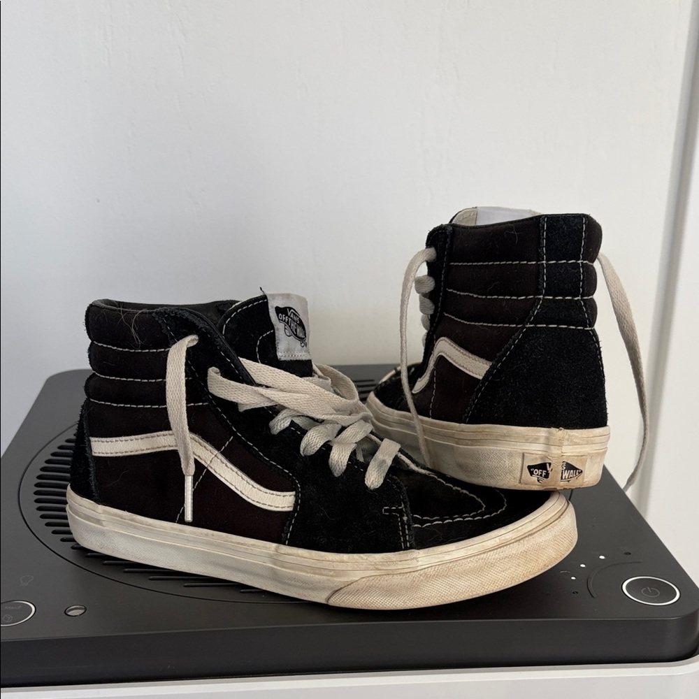 Vans Black and White High-Top Skate Sneakers